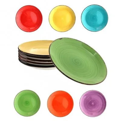 

Тарелка керамическая Flora RAINBOW микс 19,5 см 45047 6 штук
