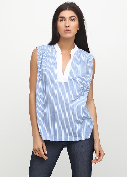 

Блуза H&M 46 голубой белая полоска 6015050686