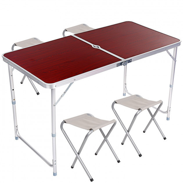 

Стол для пикника раскладной со 4 стульями Folding Table 120х60х55/60/70 см 3 режима высоты Коричневый