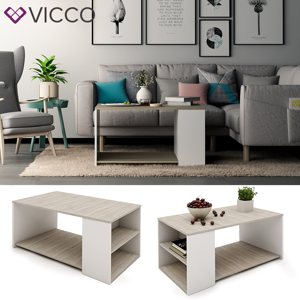 

Журнальный столик Vicco Dario 90x59, белый, сонома