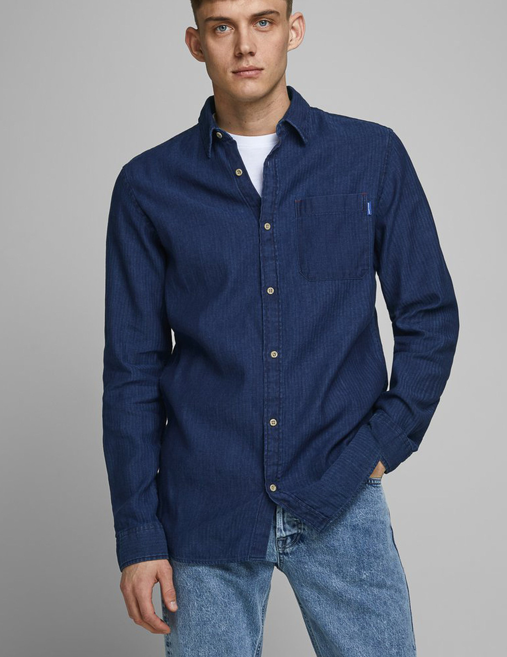 

Рубашка д/р JACK&JONES М0106163 цвет синий, Рубашка д/р JACK&JONES М0106163 цвет синий S