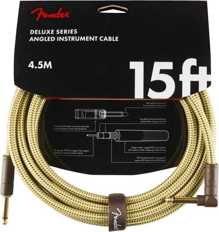 

Инструментальный кабель Fender Cable Deluxe Series 15 ft 4.5 м Angled Tweed (228454)