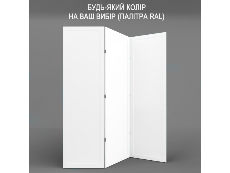 

Ширма ДекоДім Економ на 3 секції 120х170 см, будь-який колір RAL (EF11-07)