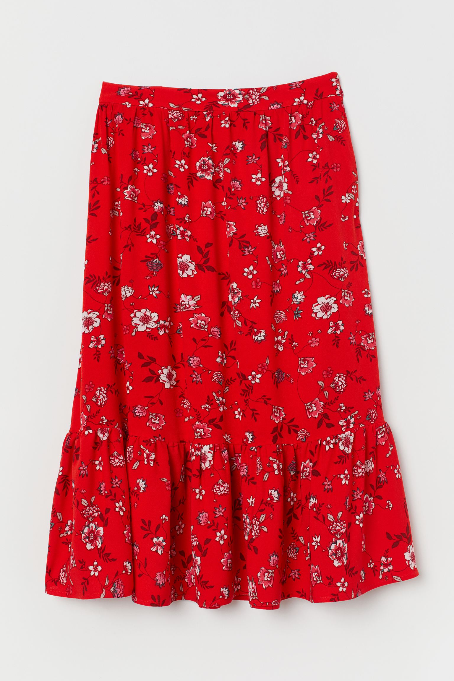 

Юбка H&M 34 красный цветы 28117748210