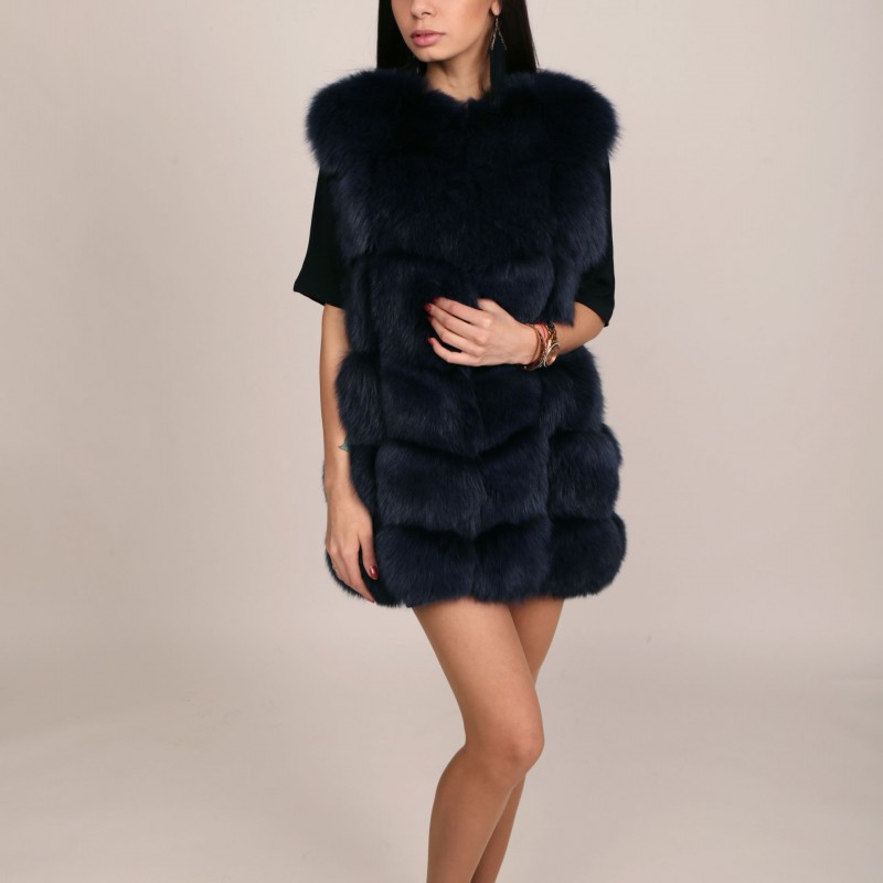

Жилет из меха песца Miss Lora Ромбы One Size Синий (8884)