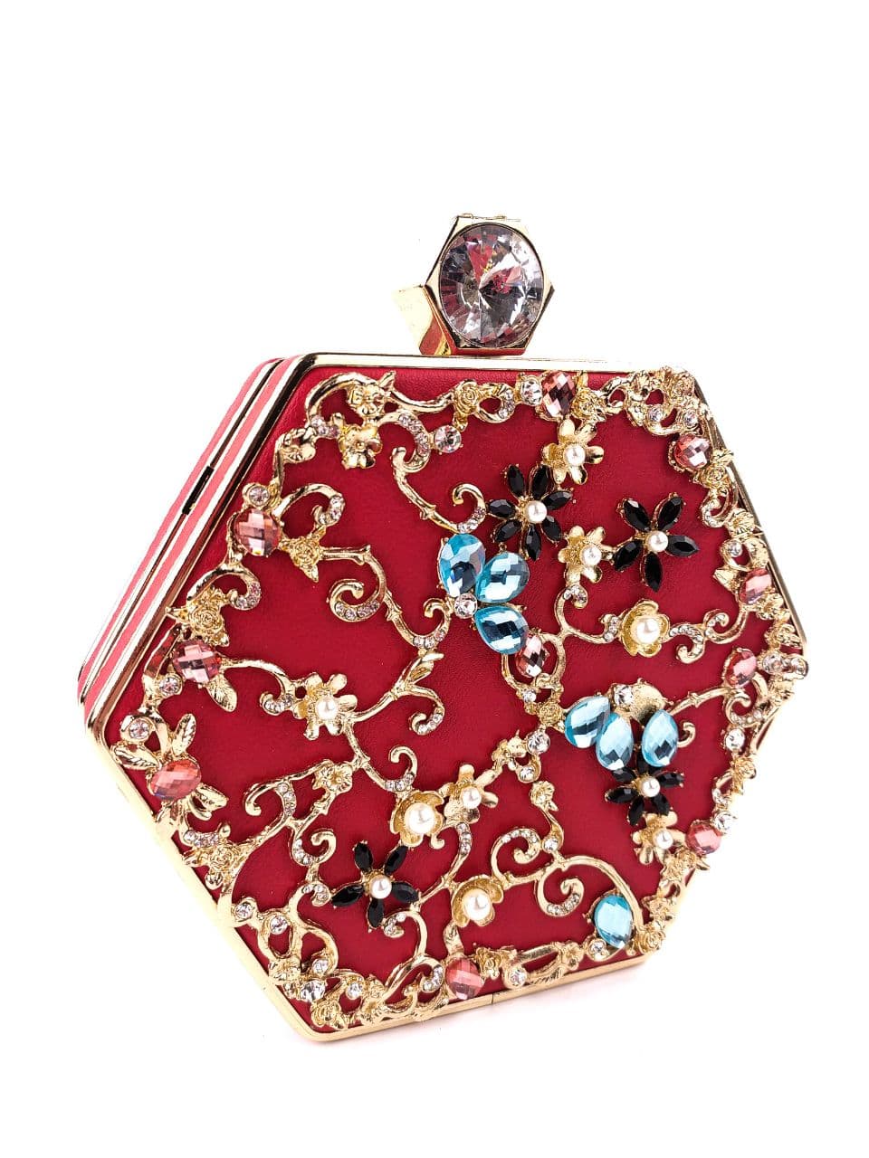 

Оригинальный женский клатч-шкатулка со стразами Sana pari N00611-2 RED 17,5х15,2х4,5см красный