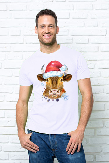 

Футболка мужская JHK T-Shirt с принтом "Бык в шапке" XL белая