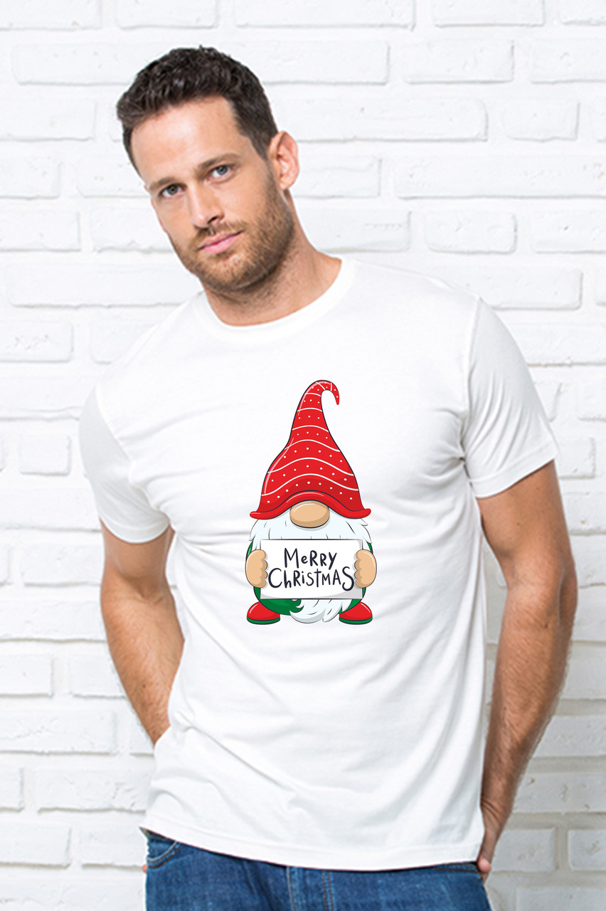 

Футболка мужская JHK T-Shirt с принтом "Merry Christmas" L белая