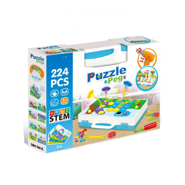 

Детский STEM-конструктор TLH Puzzle Peg, 224 детали (LT)