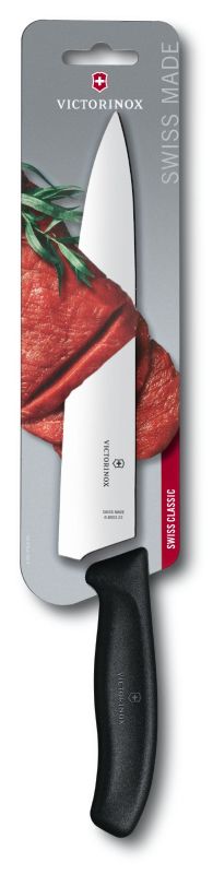 

Кухонный нож Victorinox SwissClassic Carving 22см с чёрной ручкой (блистер) (68003.22B)