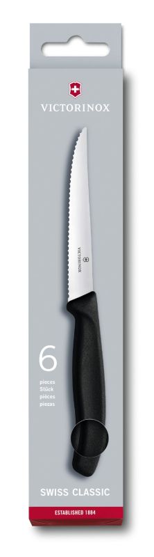 

Кухонный набор Victorinox SwissClassic Steak Gift Set 6 ножей 11см волн. с чёрной ручкой (67233.6)