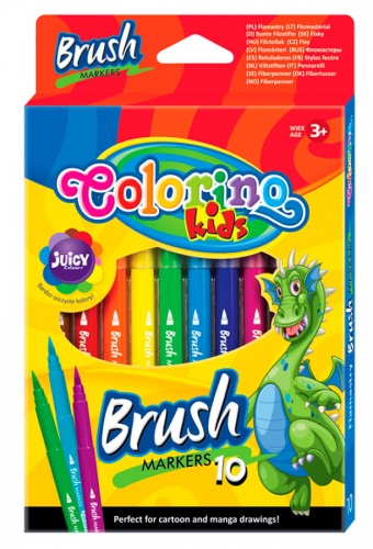 

Фломастеры, 10 цветов, Brush, Colorino (12-71184)