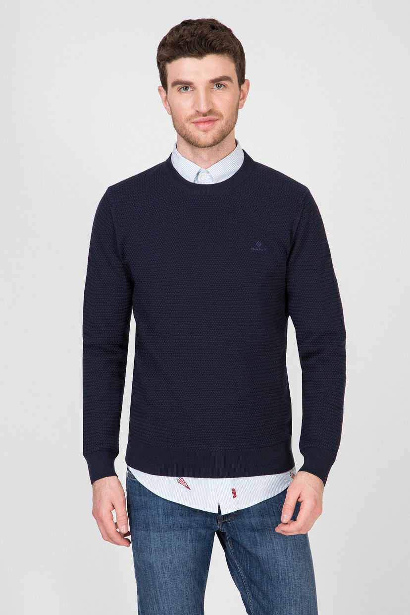 

Мужской темно-синий джемпер BASKETWEAVE CREW Gant M 8030072