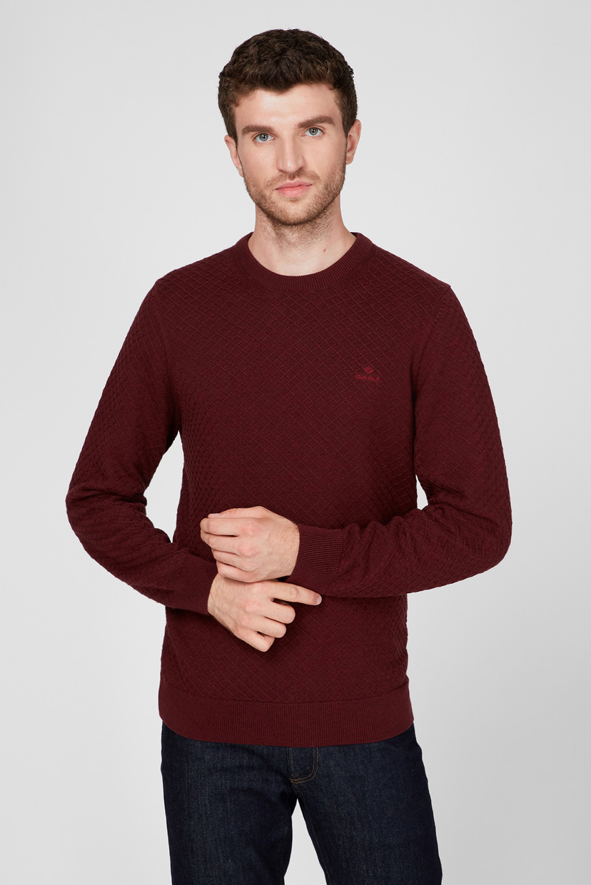 

Мужской бордовый джемпер COTTON TEXTURE CREW Gant L 8030086