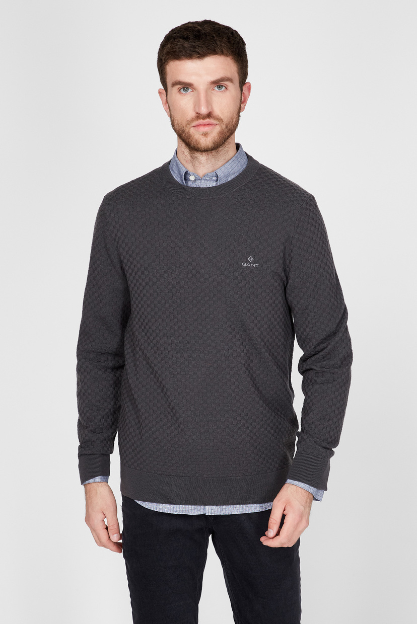 

Мужской серый шерстяной джемпер MERINO TEXTURE CREW Gant L 8050096