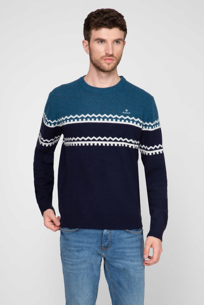 

Мужской синий шерстяной джемпер с узором HOLIDAY STRIPE Gant XXL 8010033