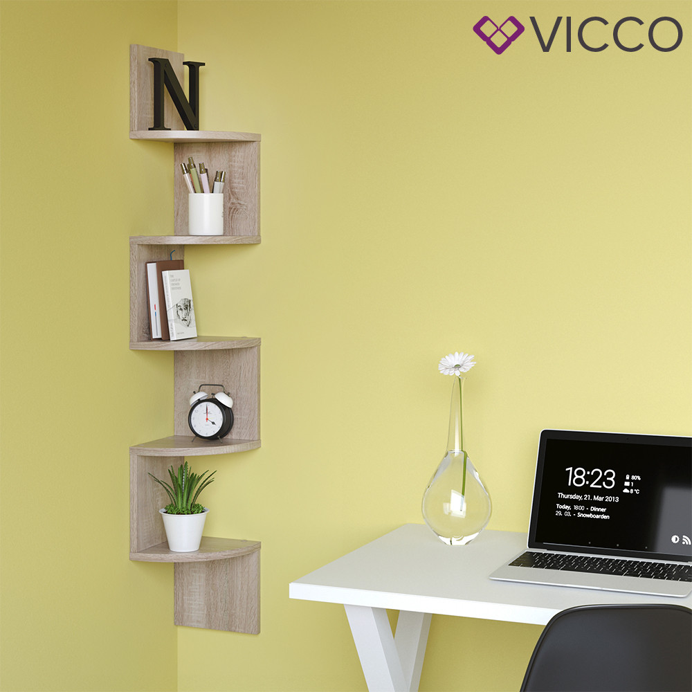 

Угловая полка - змейка Vicco Snake, 20x123, сонома