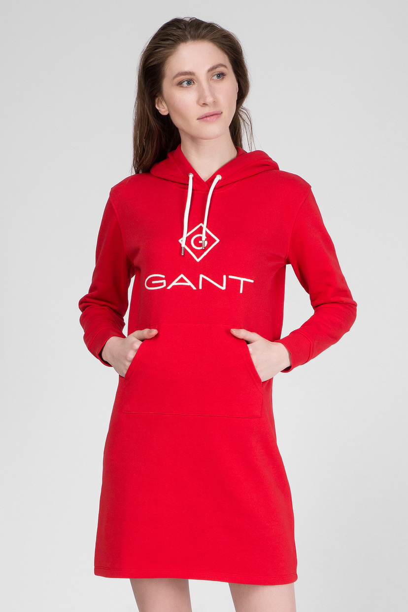 

Женское красное платье-худи Gant L 4204356