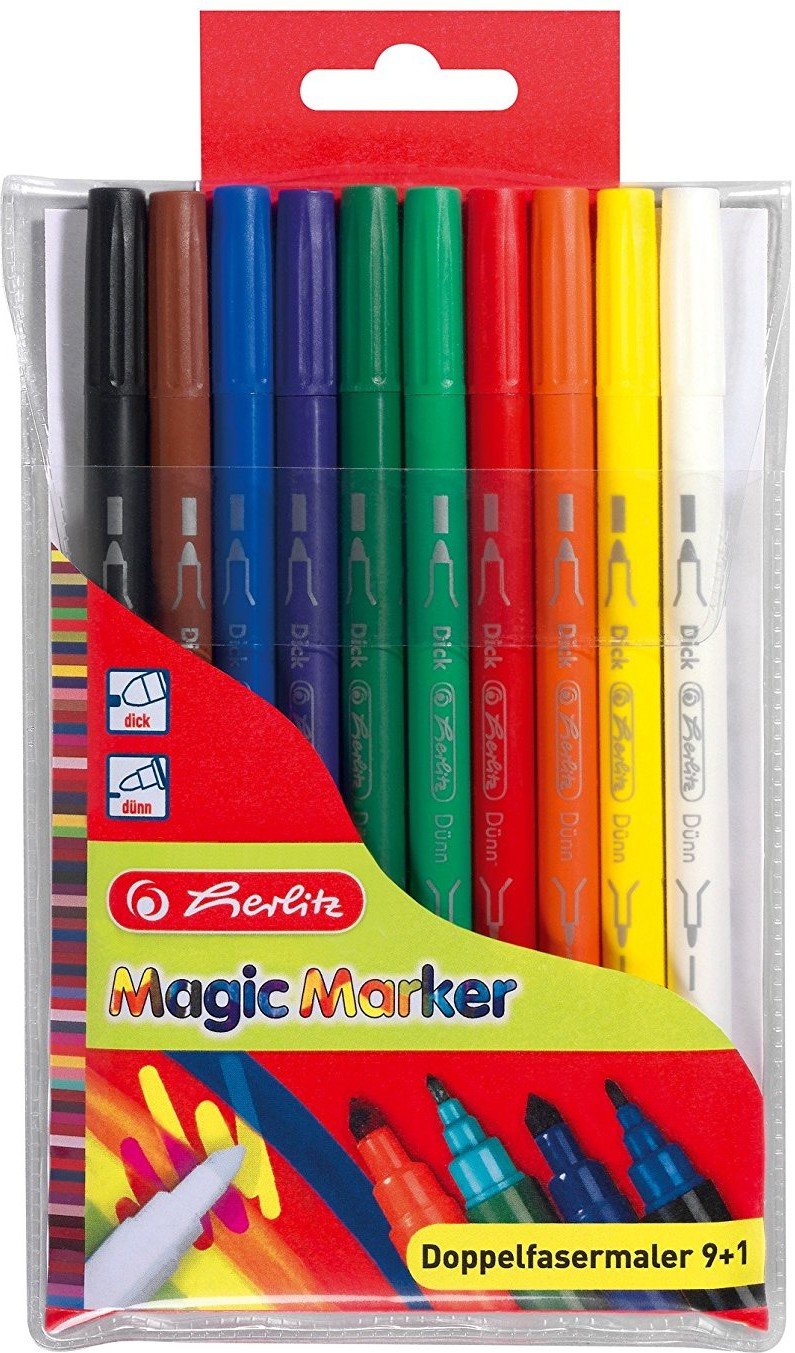 

Фломастеры Herlitz Magic 9 цветов + 1 волшебный двусторонние