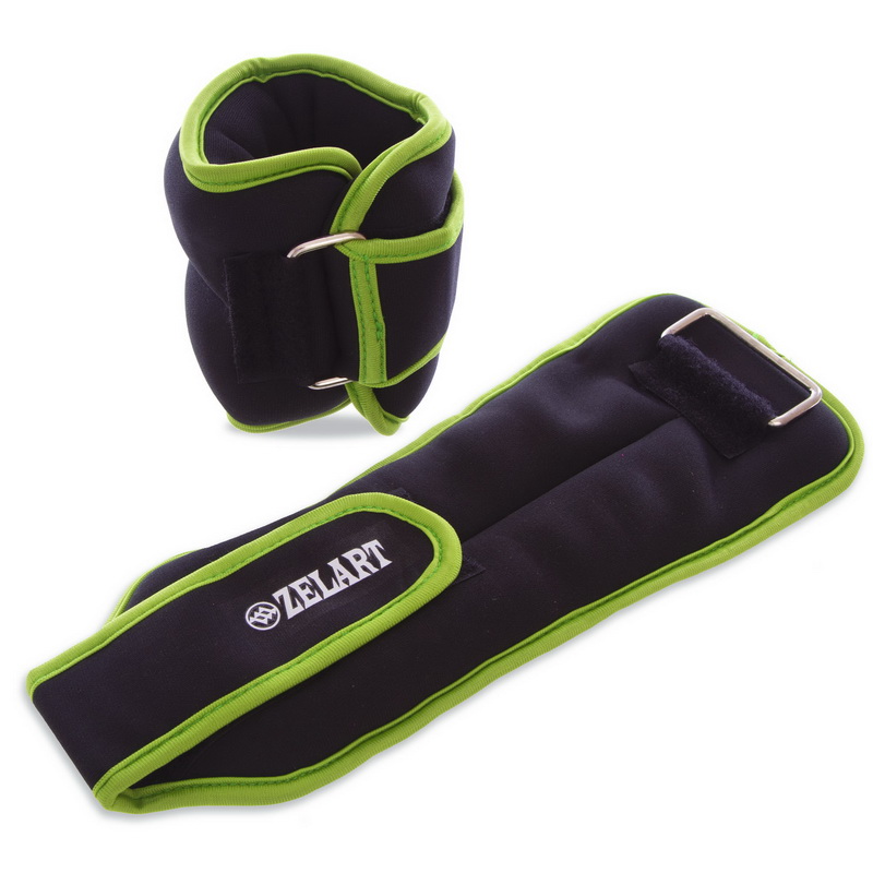 

Утяжелители-манжеты (2 x 1,5кг) для рук и ног Zelart черно-салатовый FI-5732-3