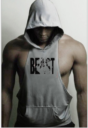 

Майка мужская с капюшоном BEAST Pink Hero серая 11911 XXL