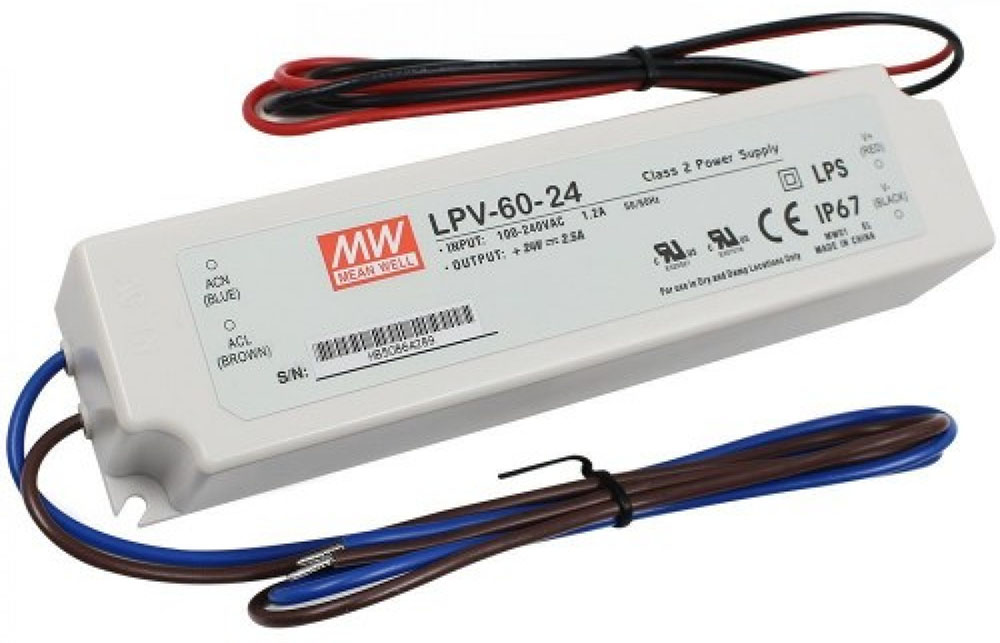 

Блок питания MeanWell 60Вт 24V (LPV-60-24) герметичный