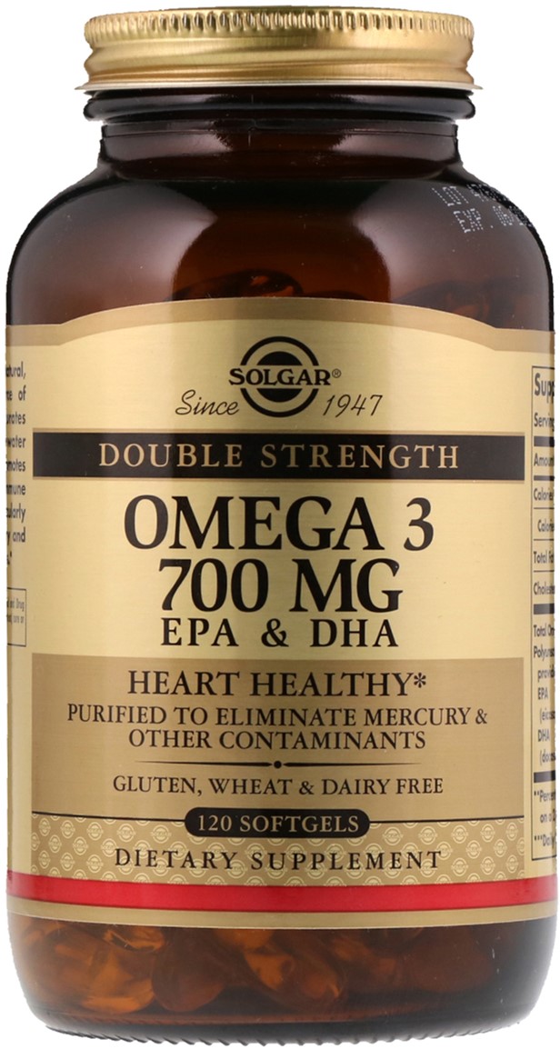

Натуральная добавка Solgar Double Strength Омега-3, ЭПК и ДГК 700 мг 120 капсул (033984020535)