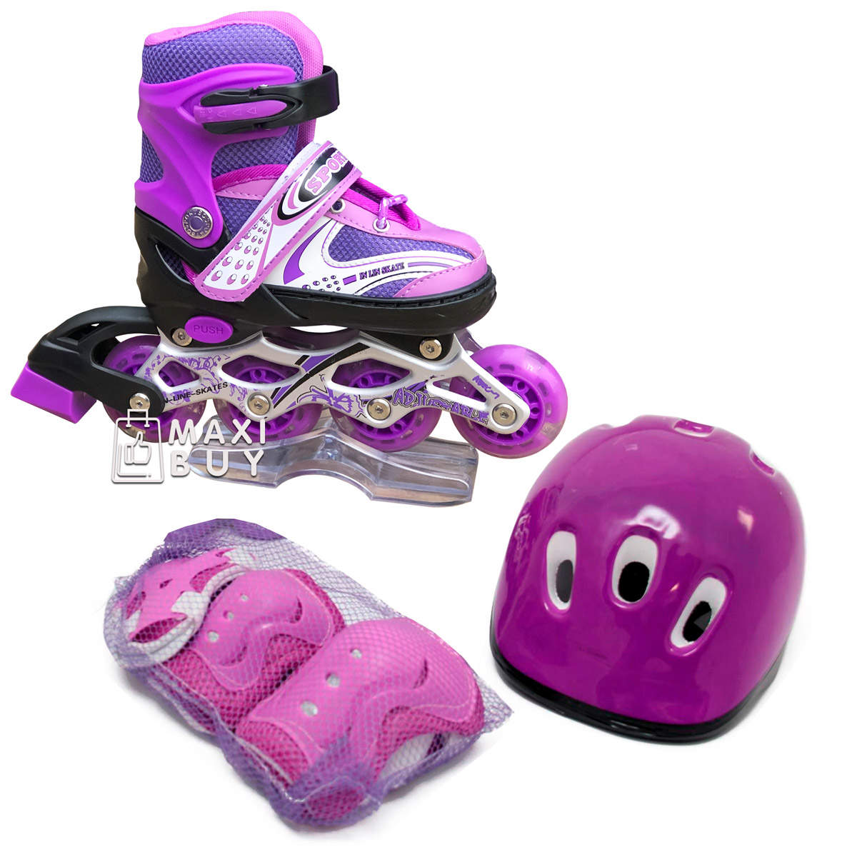 

Ролики раздвижные SkateX Combo Kit 34-37 с комплектом защиты Фиолетовый