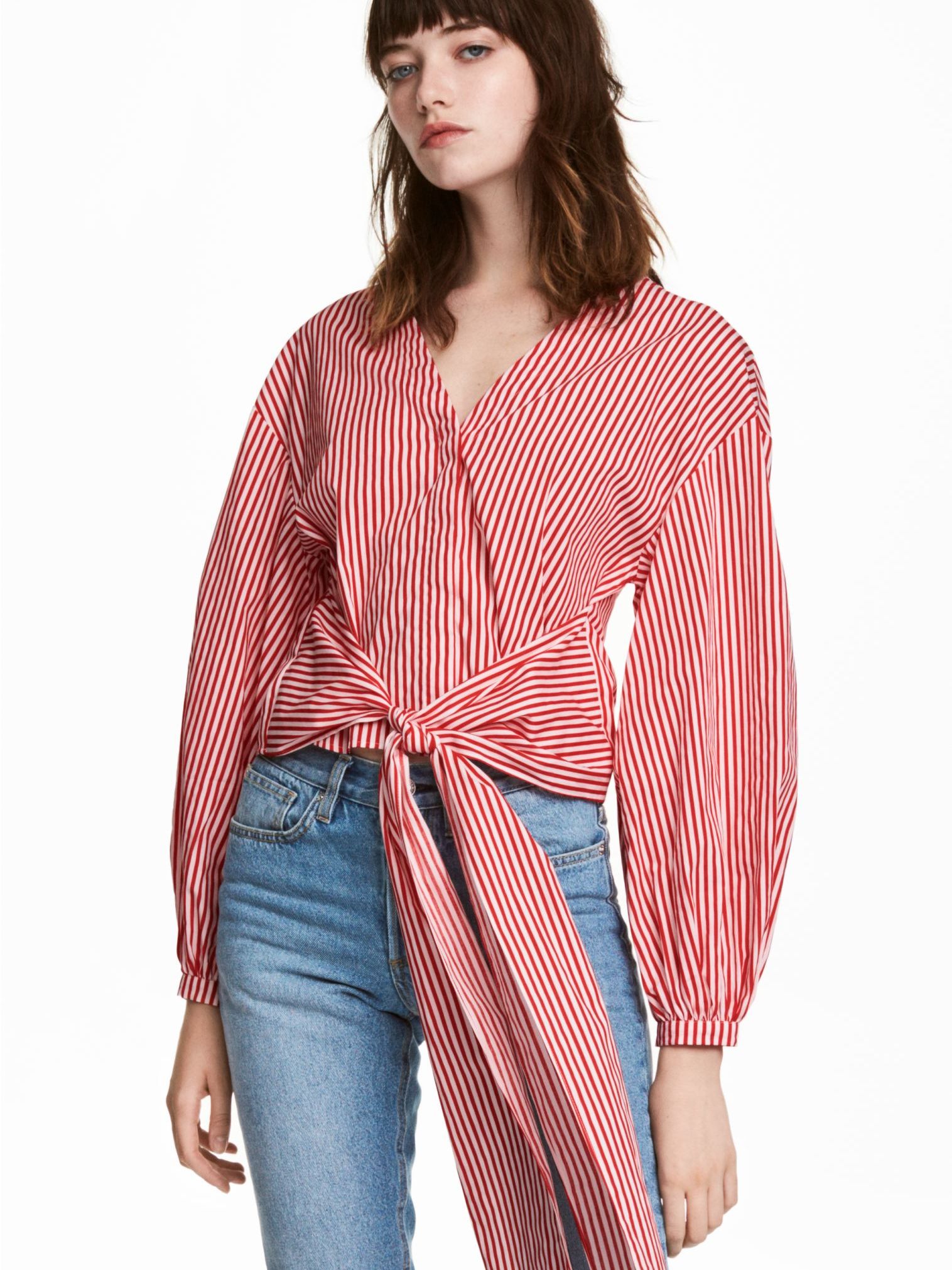 

Блузка H&M 5457156  Белая с красным, Блузка H&M 5457156 40 Белая с красным