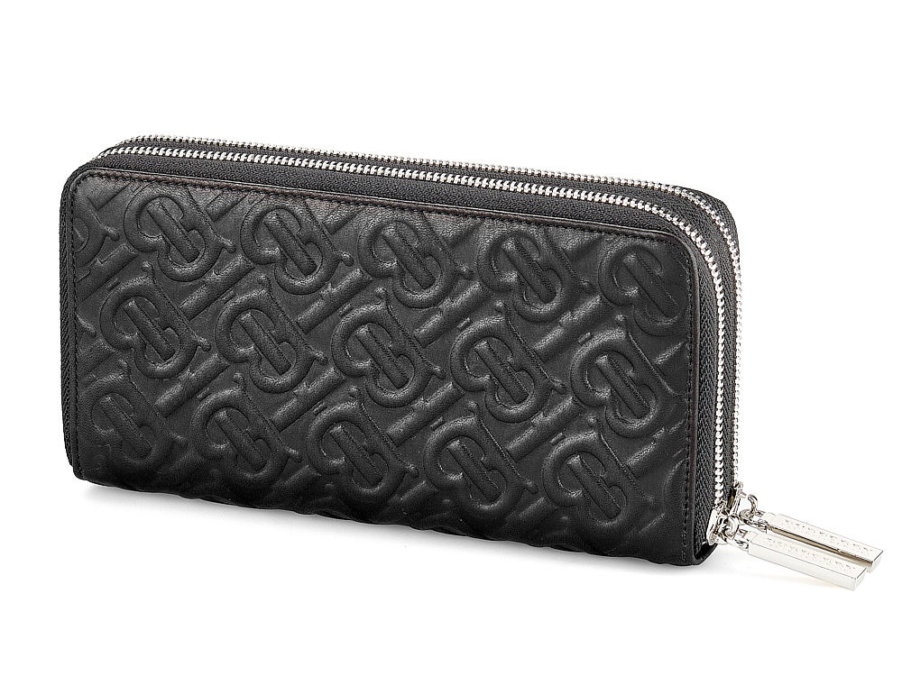

Вместительный кожаный женский кошелек Burberry 5638 A Black чёрный