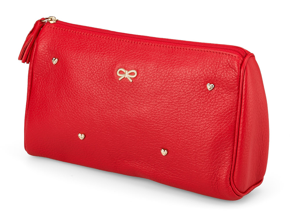 

Женская косметичка из натуральной кожи Anya Hindmarch 1118 E Red красная