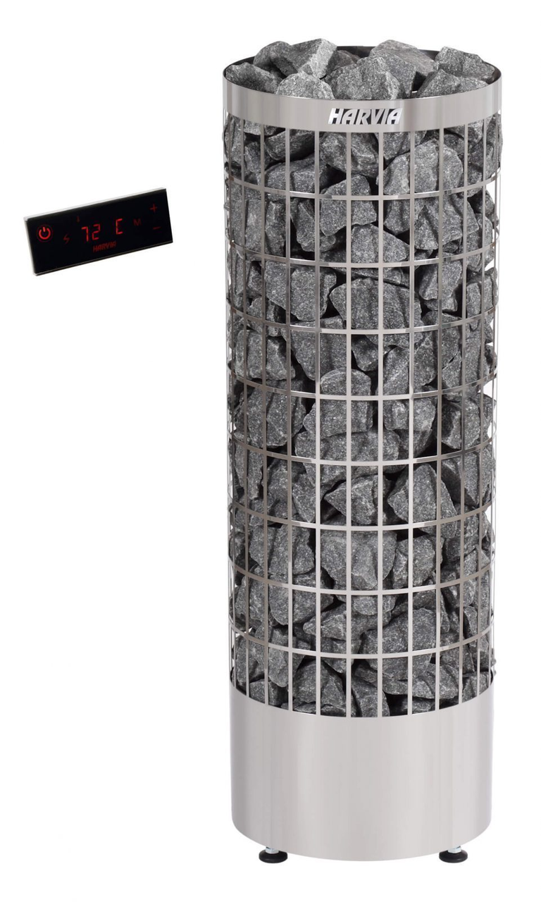 

Электрокаменка Harvia Cilindro PC110EE steel 10.8 кВт вес камней 120 кг, парилка 18 м.куб с пультом