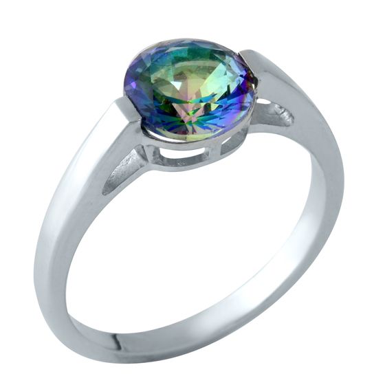 

Серебряное кольцо с натуральным мистик топазом 1.588ct 18 размер