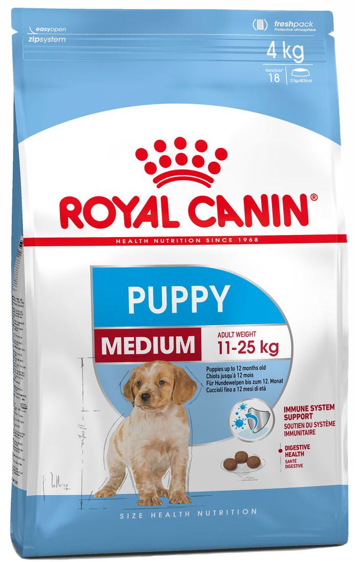 

Сухой корм Royal Canin Medium Puppy для щенков средних пород до 12 месяцев, 4 кг