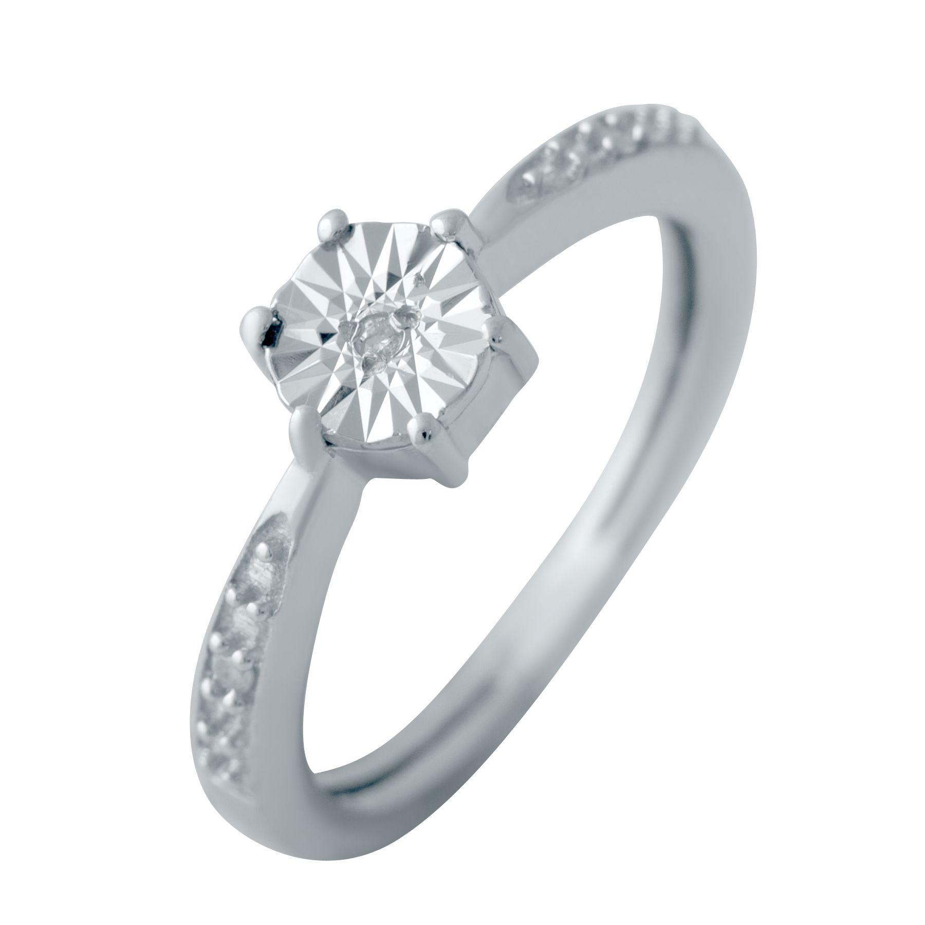 

Серебряное кольцо с натуральными бриллиантом 0.027ct 17 размер