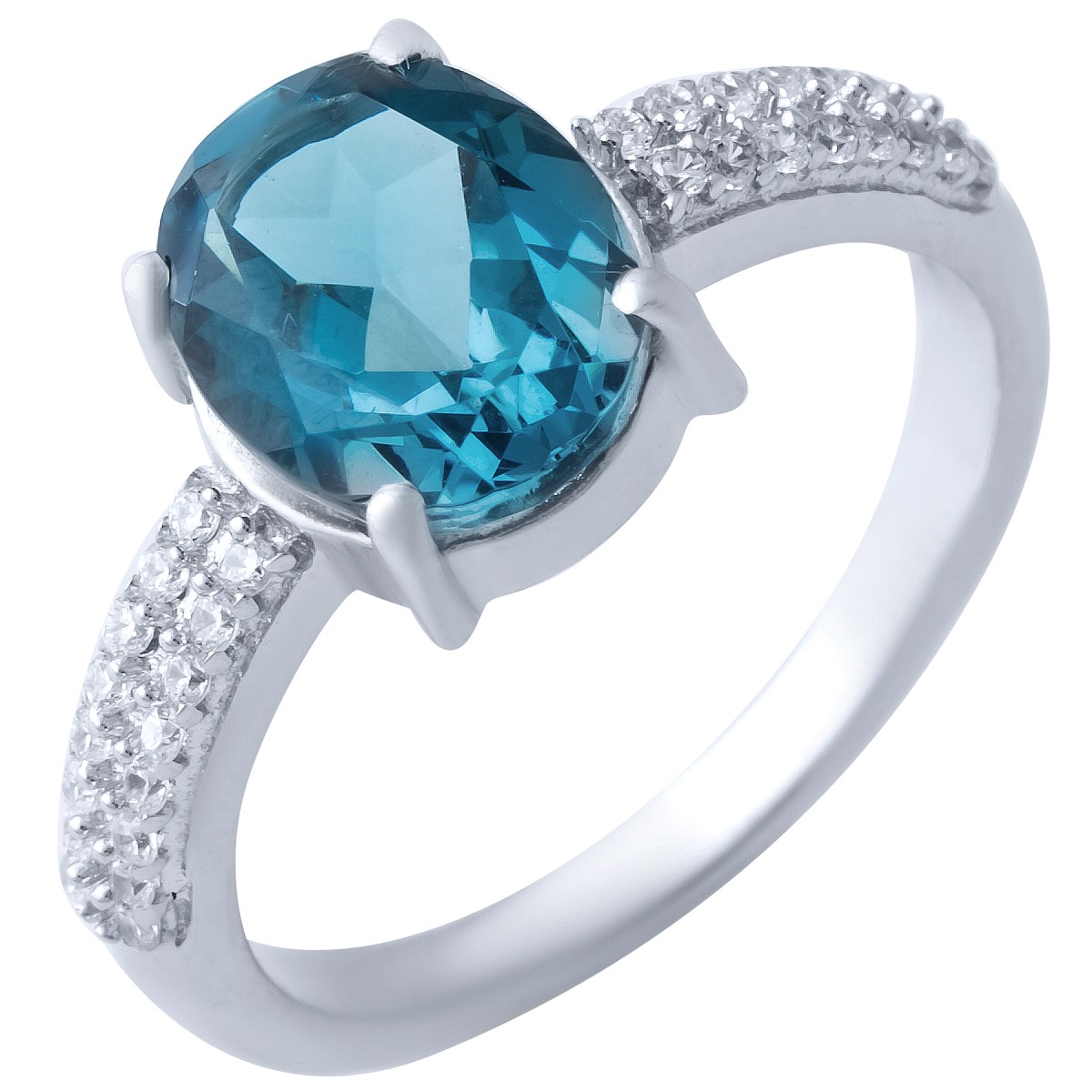 

Серебряное кольцо с натуральным топазом Лондон Блю 2.462ct 17.5 размер