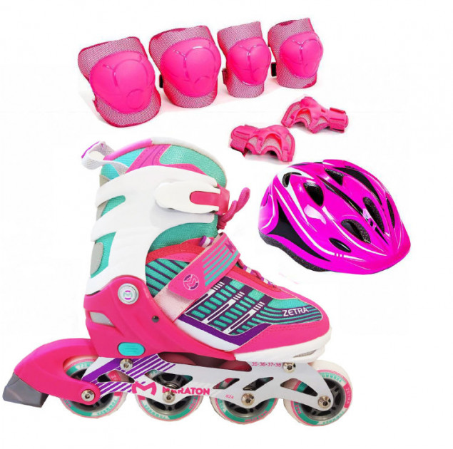 

Роликовые коньки Maraton Zetra New Set 31-34 розовый с защитой (978)