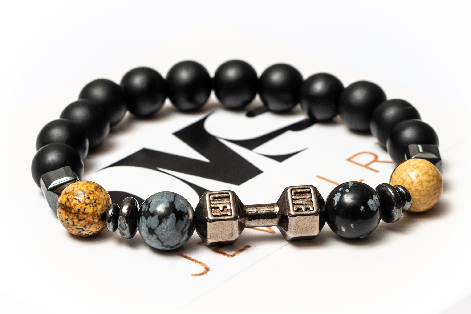 

Браслет мужской DMS Jewelry из шунгита, обсидиана, пейзажной яшмы STRONG