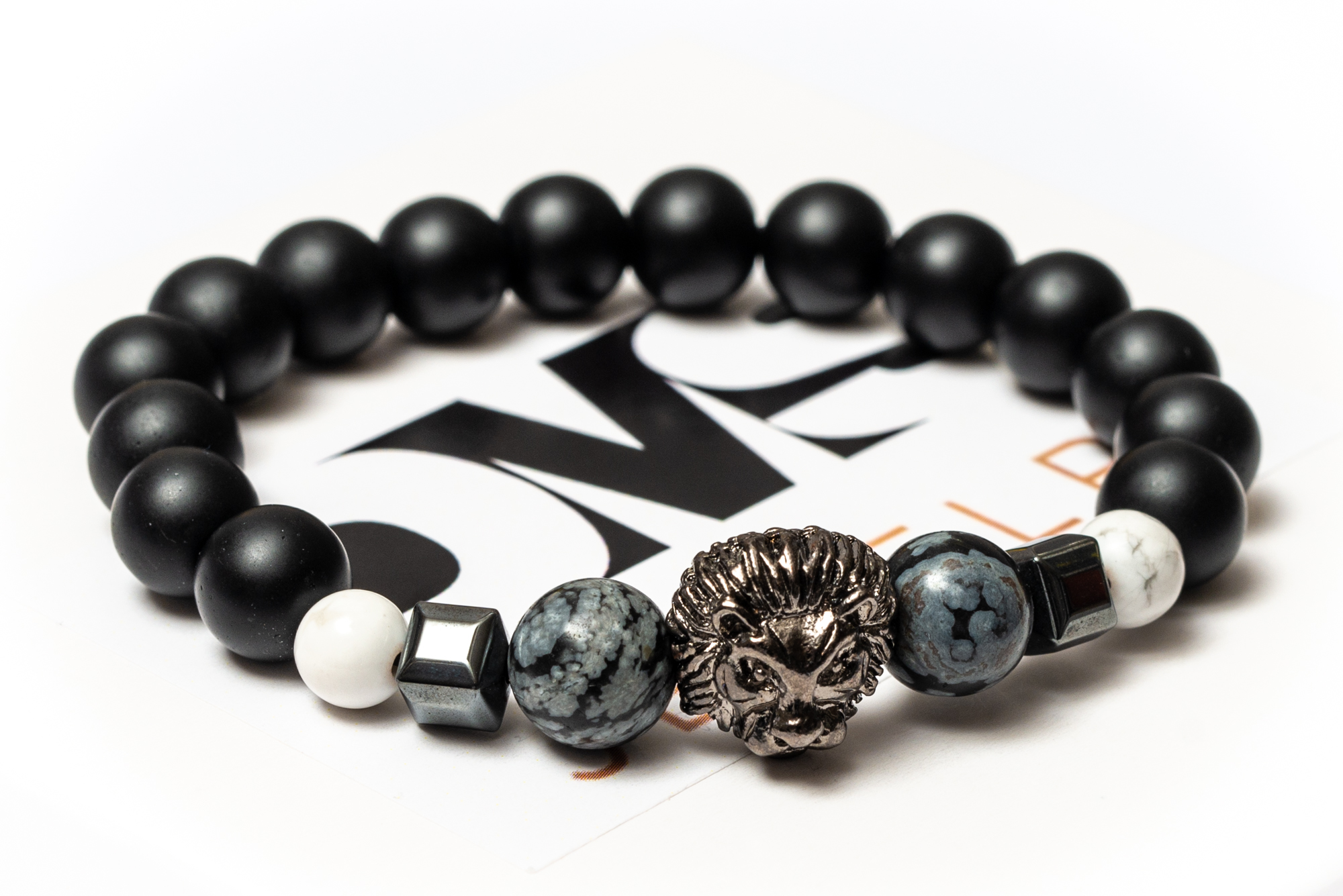 

Браслет мужской DMS Jewelry из шунгита, обсидиана, кахолонга BRAVE LION