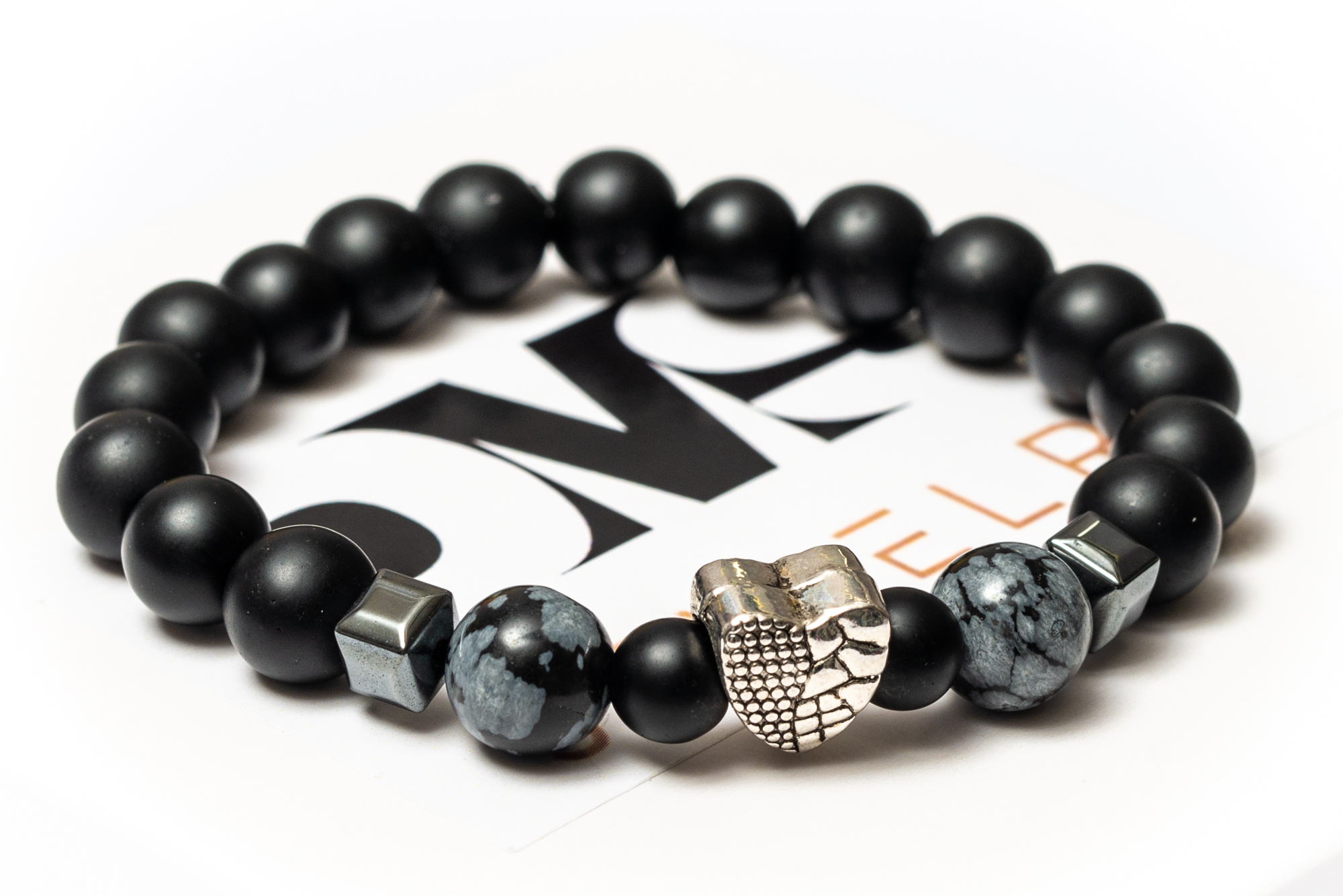

Браслет мужской DMS Jewelry из шунгита, гематита, обсидиана ALL WE NEED IS LOVE