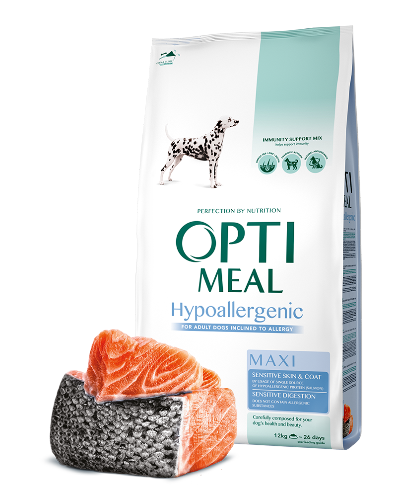 

Сухой корм Optimeal Dog Adult Maxi Hypoallergenic гипоаллергенный корм для взросых собак крупных пород (лосось) 12 кг