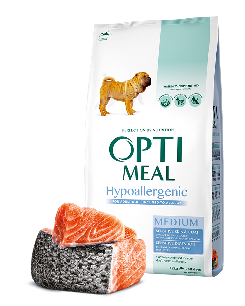 

Сухой корм Optimeal Dog Adult Medium Hypoallergenic гипоаллергенный корм для взросых собак средних пород (лосось) 12 кг