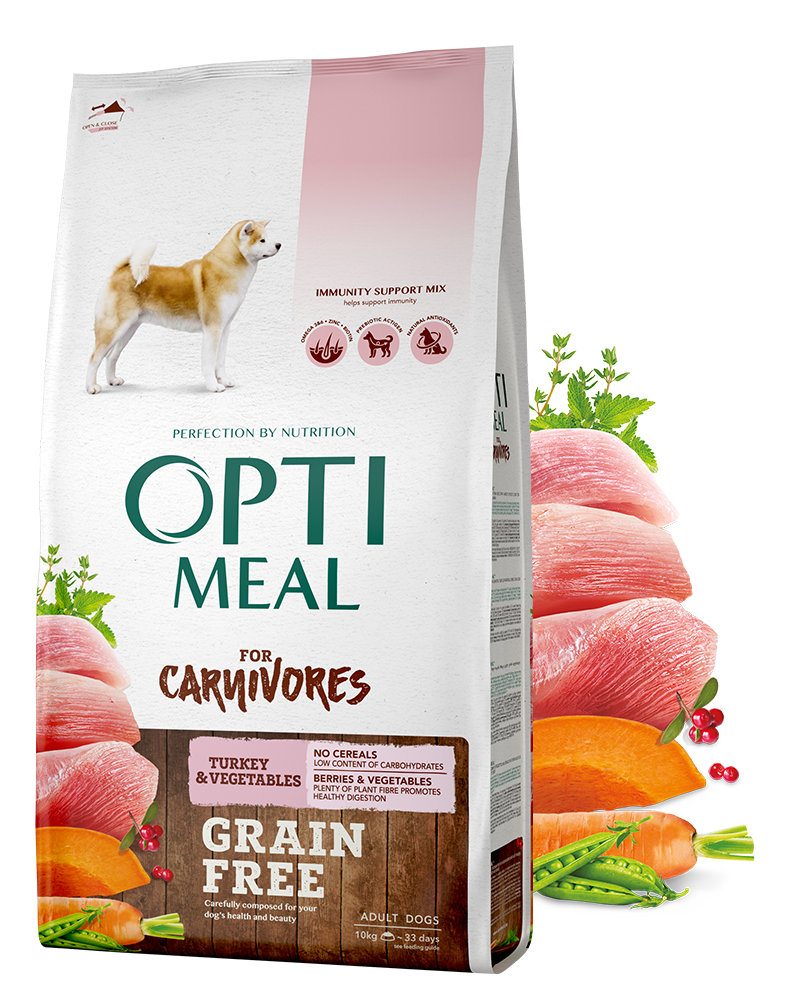 

Сухой корм Optimeal Dog Adult Grain Free Turkey Vegetables беззерновой корм для взрослых собак всех пород (индейка и овощи) 10 кг