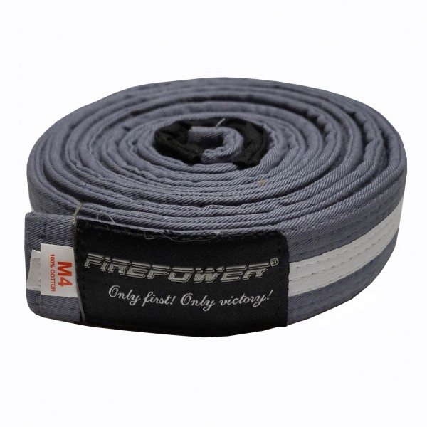 

Пояс детский для Бразильского Джиу-Джитсу Firepower Classic Light (M4) Серый с белой полосой