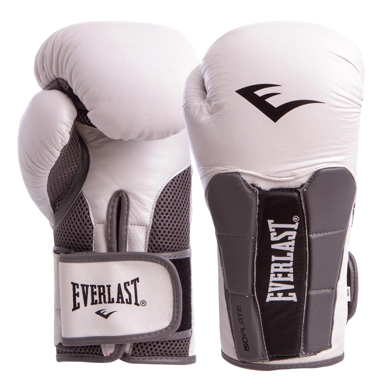 

Боксерские перчатки кожаные EVERLAST для тренировок на липучке Белый-серый (MA-6759) 12 унций