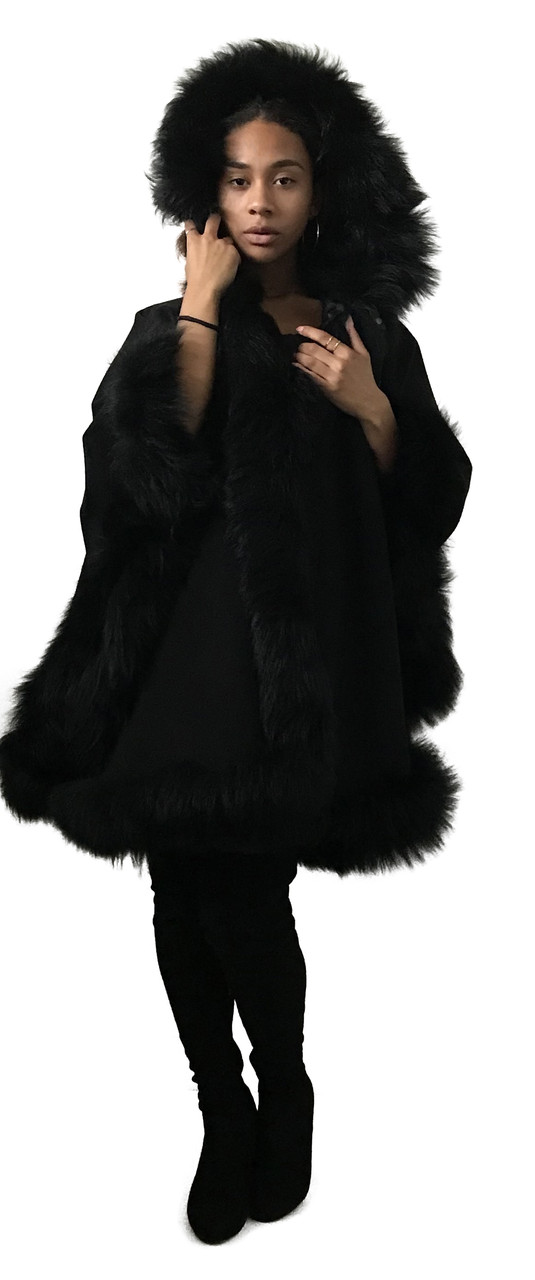 

Пончо Кейп Пальто с капюшоном RizhikOva 85 см Black Oversize RO-1289