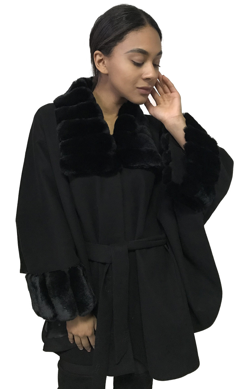 

Пончо Кейп Пальто RizhikOva 65 см Black One size RO-1631