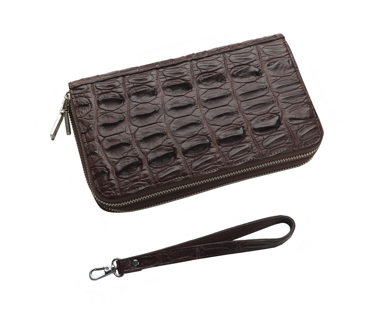 

Барсетка из кожи крокодила на двух молниях Ekzotic Leather Коричневая (cb 23)