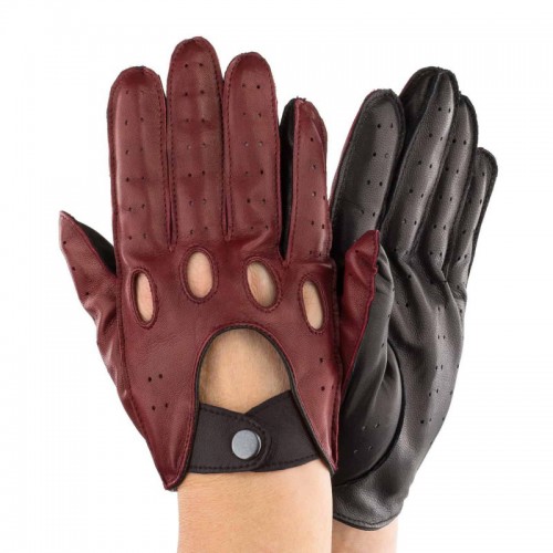 

Перчатки мужские автомобильные GlovesUA Итальянская кожа мод.275 р.9.5 бордо / черный (черный ремешок)
