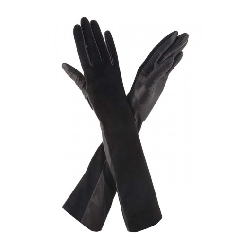 

Перчатки женские длинные GlovesUA кожа+замша мод.052-40-3 р.8.5 черные